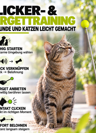 ASCO ClickStick - Target Stick with Detachable Premium Clicker - Target Stick for Dog and Cat Clicker Training - Extendable Target Stick with Extra Clicker - Target Stick for Target Training 