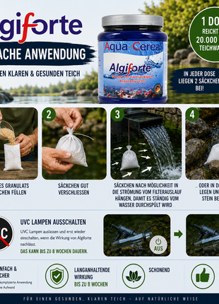 Fadenalgen bekämpfen  mit Algiforte von Aqua-Cereal