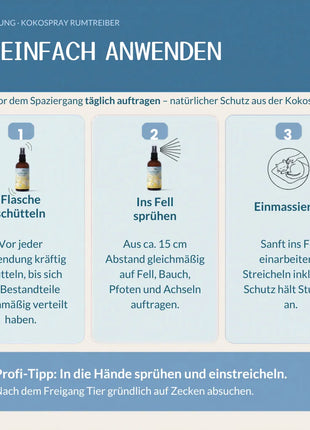 Kokos Spray Rumtreiber - sanfter Zeckenschutz für Katzen & Welpen