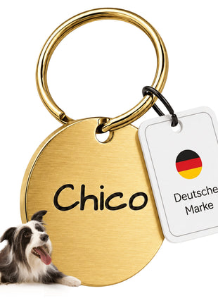 Hundemarke mit Gravur, Name und Telefon personalisiert, rund, 25mm oder 30mm in verschiedenen Farben