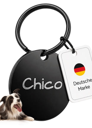 Hundemarke mit Gravur, Name und Telefon personalisiert, rund, 25mm oder 30mm in verschiedenen Farben