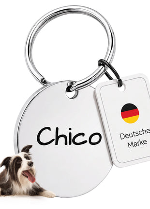 Hundemarke mit Gravur, Name und Telefon personalisiert, rund, 25mm oder 30mm in verschiedenen Farben