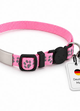 Katzenhalsband mit Name und Telefonnummer graviert