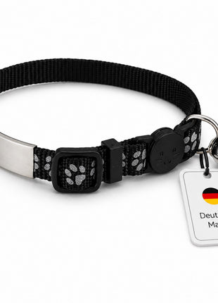 Katzenhalsband mit Name und Telefonnummer graviert
