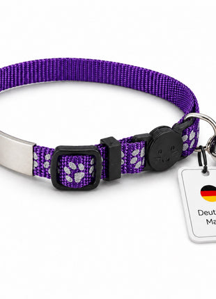 Katzenhalsband mit Name und Telefonnummer graviert