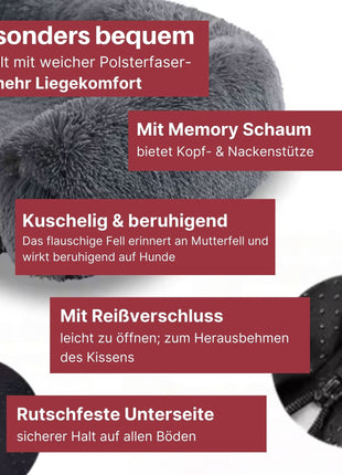 Hundebett "Balu" kuschelig weiche & waschbare Auflage – mit hohem Rand für Auto & Sofa