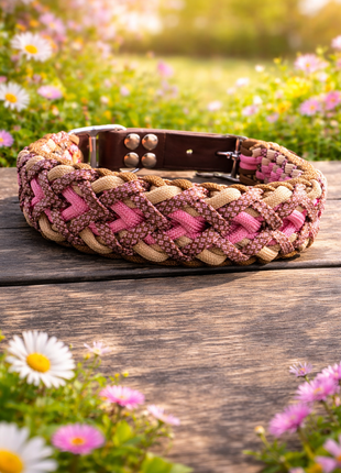 Handgemachtes Paracord-Hundehalsband "Spring Blush"