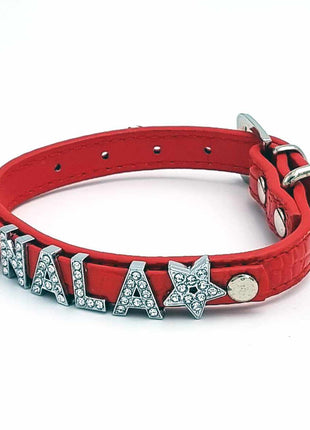 Cooles Kroko Hundehalsband personalisiert mit Glitzersteinen + Symbol