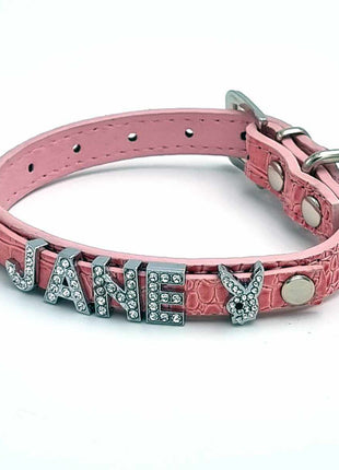 Cooles Kroko Hundehalsband personalisiert mit Glitzersteinen + Symbol