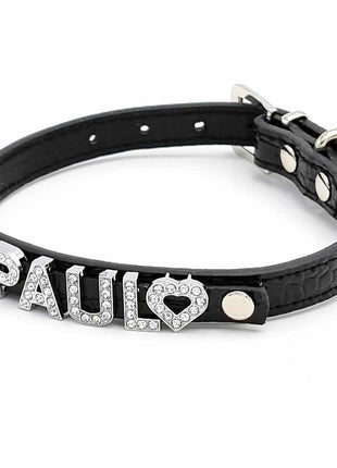 Cooles Kroko Hundehalsband personalisiert mit Glitzersteinen + Symbol