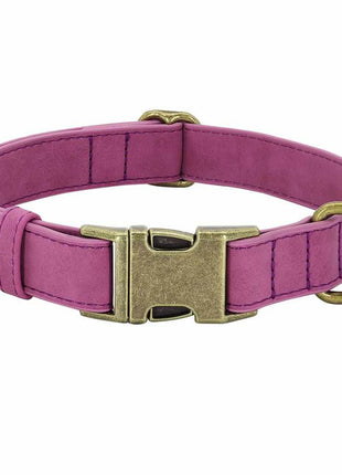 Edles Hundehalsband im Vintagelook mit Messingschnalle und kostenloser Gravur Name und Telefon