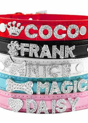 Edles Hundehalsband personalisiert mit Glitzersteinen + Symbol