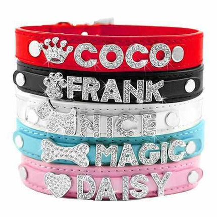 Edles Hundehalsband personalisiert mit Glitzersteinen + Symbol
