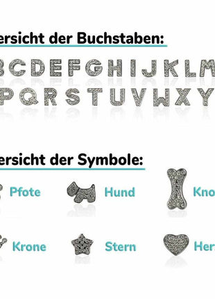 Edles Hundehalsband personalisiert mit Glitzersteinen + Symbol