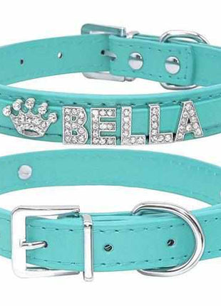 Edles Hundehalsband personalisiert mit Glitzersteinen + Symbol