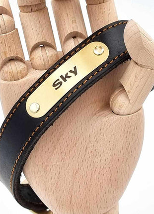 Edles Hundehalsband aus Rindsleder mit Gravur Name und Telefon