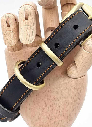 Edles Hundehalsband aus Rindsleder mit Gravur Name und Telefon