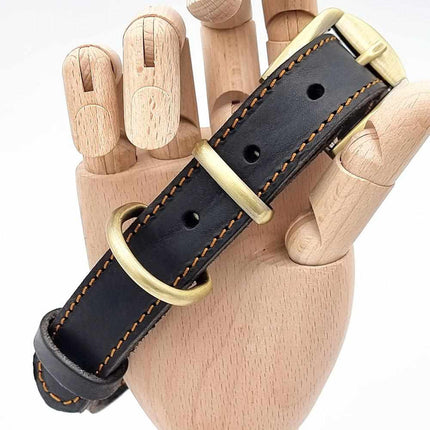 Edles Hundehalsband aus Rindsleder mit Gravur Name und Telefon