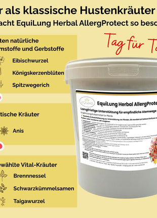EquiLung Herbal AllergProtect – Kräutermischung für Pferde zur Langzeitfütterung bei empfindlichen Atemwegen durch Staub, Pollen & Umweltreizen