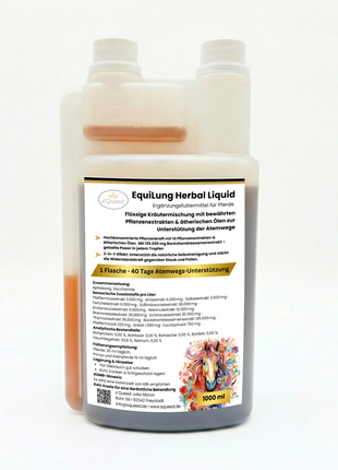 EquiLung Herbal Liquid 1000ml – flüssiges Ergänzungsfuttermittel zur Unterstützung der Atemwege bei Pferden