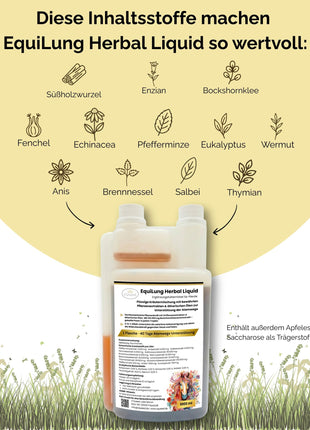 EquiLung Herbal Liquid 1000ml – flüssiges Ergänzungsfuttermittel zur Unterstützung der Atemwege bei Pferden