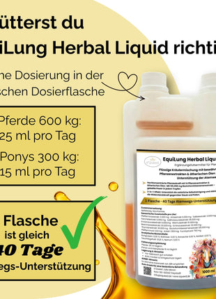 EquiLung Herbal Liquid 1000ml – flüssiges Ergänzungsfuttermittel zur Unterstützung der Atemwege bei Pferden