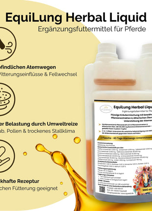 EquiLung Herbal Liquid 1000ml – flüssiges Ergänzungsfuttermittel zur Unterstützung der Atemwege bei Pferden