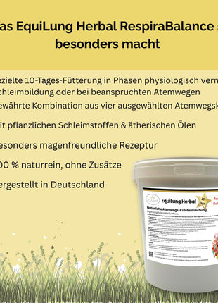 EquiLung Herbal RespiraBalance – Kräutermischung für Pferde in Phasen physiologisch vermehrter Schleimbildung oder bei beanspruchten Atemwegen