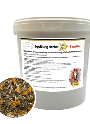 EquiLung Herbal Sensitiv – Kräutermischung für Pferde zur Unterstützung der Atemwege bei hoher Belastung durch Staub, Pollen & Umweltreize