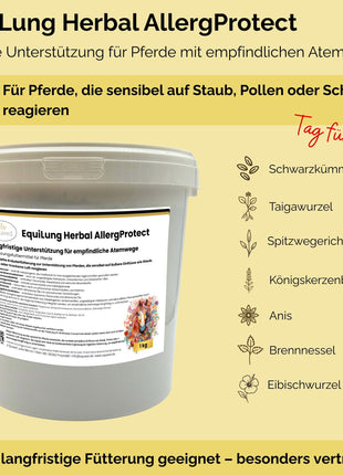 EquiLung Herbal AllergProtect – Kräutermischung für Pferde zur Langzeitfütterung bei empfindlichen Atemwegen durch Staub, Pollen & Umweltreizen
