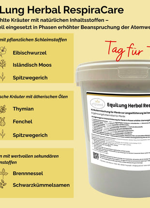 EquiLung Herbal RespiraCare – Kräutermischung für Pferde zur Langzeitfütterung bei beanspruchten Atemwegen durch nasskaltes Wetter und Temperaturwechsel
