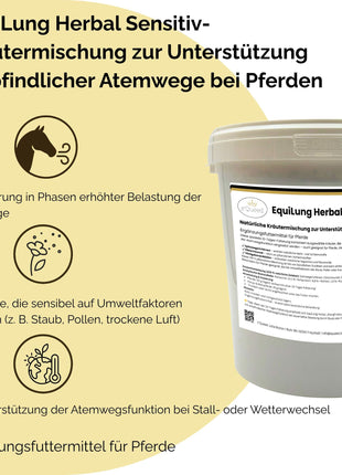 EquiLung Herbal Sensitiv – Kräutermischung für Pferde zur Unterstützung der Atemwege bei hoher Belastung durch Staub, Pollen & Umweltreize