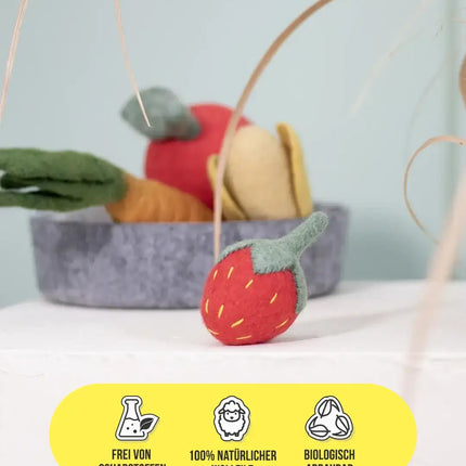 BUDDY. Hundespielzeug aus Wollfilz "Erdbeere"