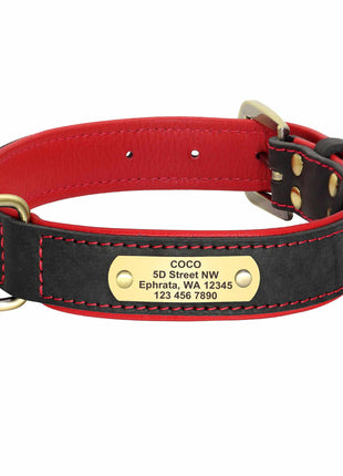 Exklusives Leder Hundehalsband mit Namen und Telefon graviert