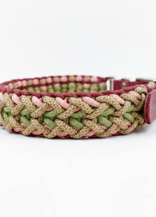 Handgemachtes Paracord-Hundehalsband „Rosé Sage“