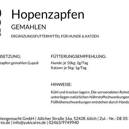 Hopfenpulver Zapfen gemahlen 100g