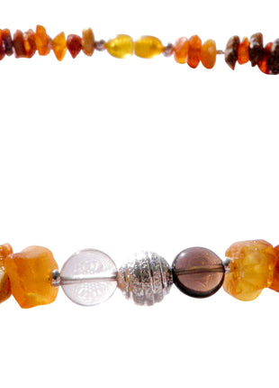 Amber necklace for dogs with smoky quartz, 37cm