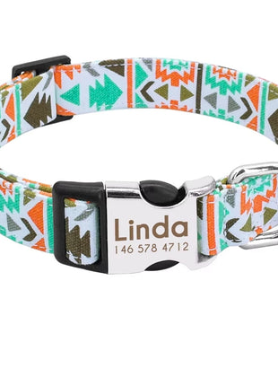 Hundehalsband "Gipsy" mit Namen und Telefon graviert, Nylon Deco Style