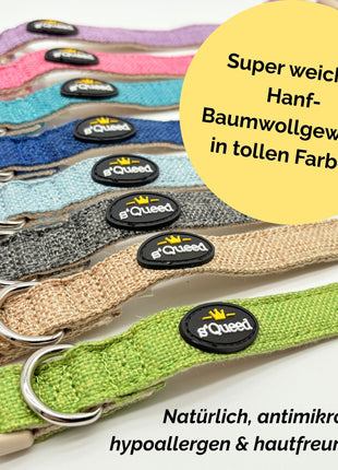Hundehalsband-Set "Hempy" - Halsband + Leine + gravierte Hundemarke