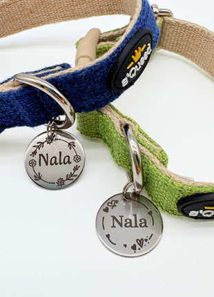 Hundehalsband-Set "Hempy" - Halsband + Leine + gravierte Hundemarke
