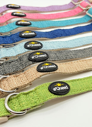 Hundehalsband-Set "Hempy" - Halsband + Leine + gravierte Hundemarke