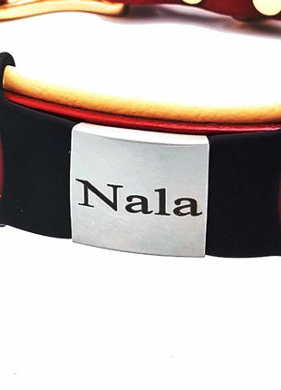 Klapperfreie Hundemarke Silikonslider mit Edelstahl-Schild für Halsbänder inkl. GRATIS Gravur