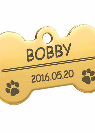Personalisierte Hundemarke Knochenform – Individuell gravierte Metallmarke für Hunde & Katzen – Robustes Material, verschiedene Größen & Farben