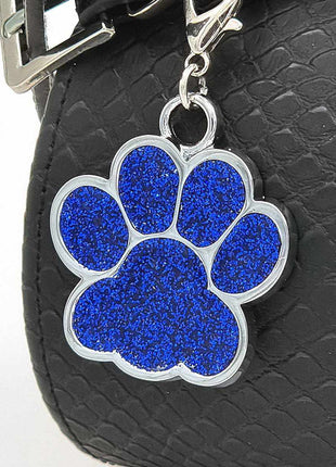 Personalisierte Hundemarke in Pfötchenform – Metallmarke mit kostenloser Gravur für Hunde & Katzen – Glitzernde Farben, verschiedene Größen und Designs