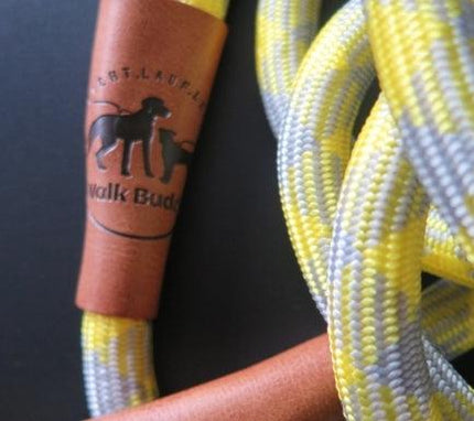 Hundeleine grau gelb Angebot mit gratis Tauseil zum spielen und zerren