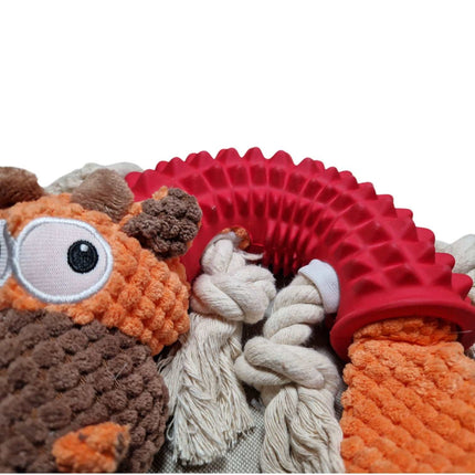 Hundespielzeug Welpe Naturkautschuk mit Seiltau aus Baumwolle