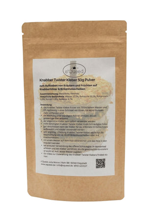 Knabber Twister Kleber 50g zur Beschichtung von Knabber Twister Holzscheiben und Birkenhölzern