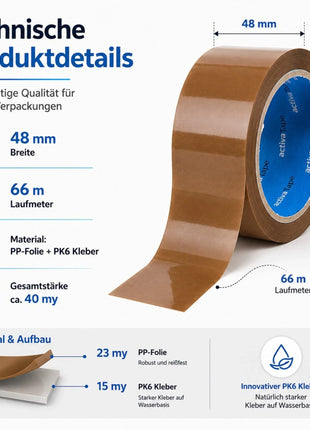 Paketklebeband Braun 48 mm x 66 m – BOPP Paketband