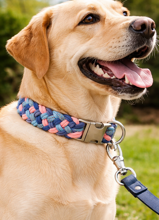 Handgemachtes Paracord-Hundehalsband Bubblegum