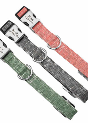 Leichtes Hundehalsband mit Namen in drei luftigen Farben, gratis Gravur